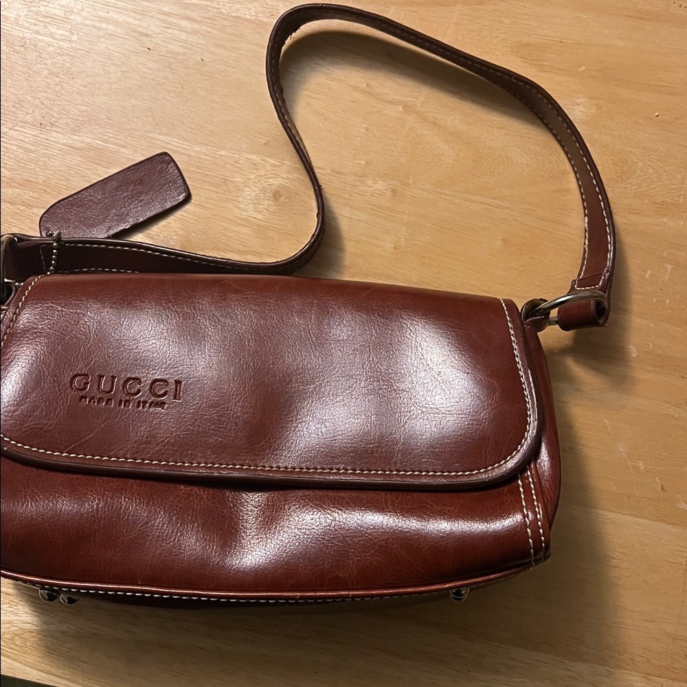 Gucci Chestnut Leather Crossbody Bag